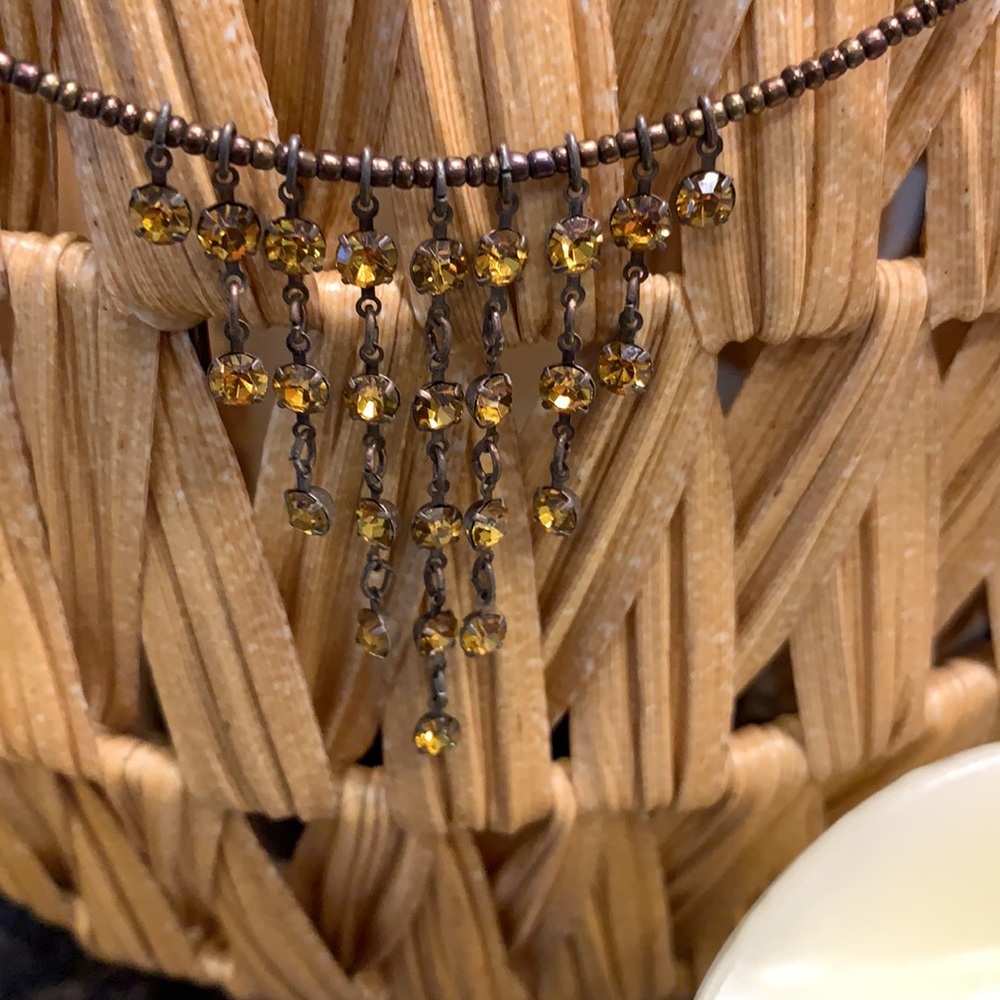 Beaded Chocker Necklace. With yellow accent stone